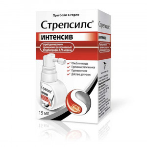 Стрепсилс Интенсив спрей д/местн. применения 875мг/доза фл., 15 мл