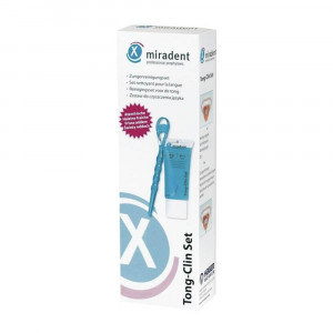 Miradent Tong-Clin® Gel Скребок с щеткой и гелем для чистки языка, 50 мл