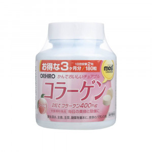 ORIHIRO Коллаген, жевательные таблетки со вкусом персика, 180 шт