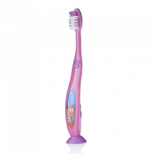 Brush-Baby Детская зубная щетка FlossBrush (с 6 лет), розовая