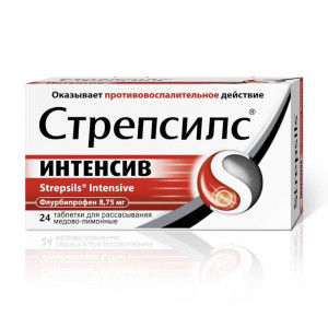 Стрепсилс Интенсив, таблетки медово-лимонные, 24 шт.