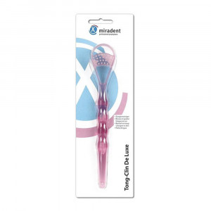 Miradent Tong-Clin® De Luxe Скребок с щёткой для очистки языка, розовый